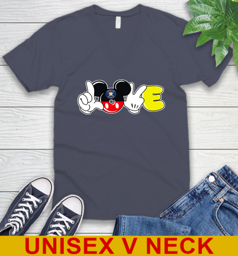 Houston Astros MLB Baseball Love Mickey Disney Sports V-Neck T-Shirt 8