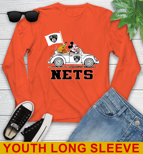 NBA Basketball Brooklyn Nets Pluto Mickey Driving Disney Shirt Youth Long Sleeve 4