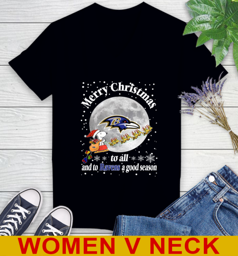 Baltimore Ravens Merry Christmas To All And To Ravens A Good Season NFL Football Sports Women's V-Neck T-Shirt