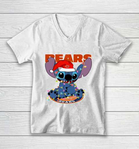 Chicago Bears NFL Football noel stitch Christmas V-Neck T-Shirt
