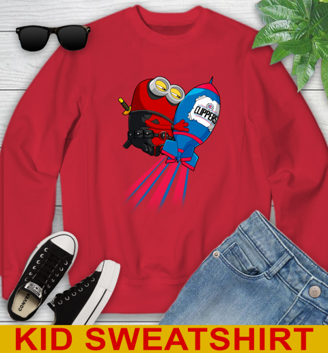 NBA Basketball LA Clippers Deadpool Minion Marvel Shirt Youth Sweatshirt 7