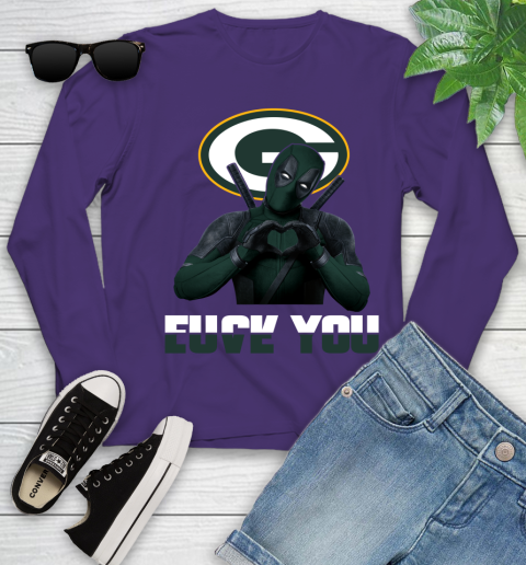 NHL Green Bay Packers Deadpool Love You Fuck You Football Sports Youth Long Sleeve 4