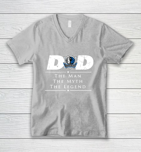 Dallas Mavericks NBA Basketball Dad The Man The Myth The Legend V-Neck T-Shirt 3