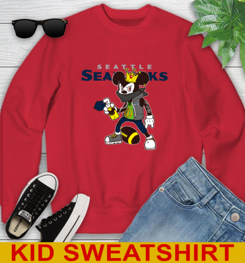 Seattle Seahawks NFL Football Mickey Peace Sign Sports Youth Sweatshirt 8