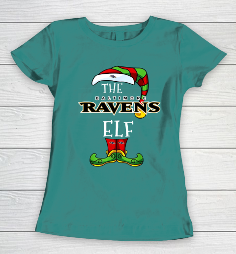 Baltimore Ravens Christmas ELF Funny NFL Women's T-Shirt 10