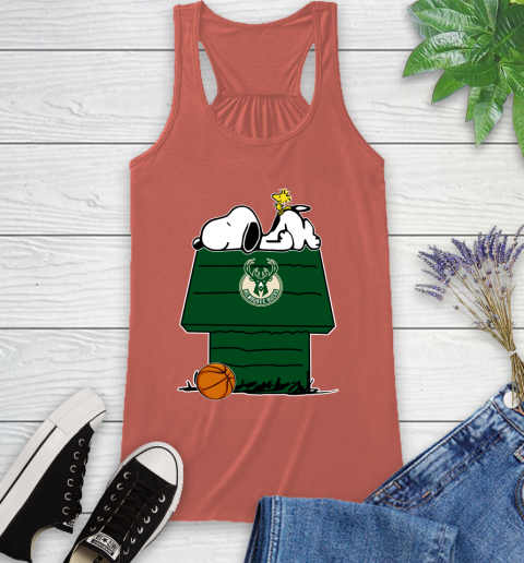 Milwaukee Bucks NBA Basketball Snoopy Woodstock The Peanuts Movie Racerback Tank 4