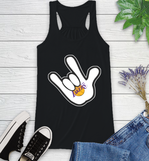 Los Angeles Lakers NBA Basketball Mickey Rock Hand Disney Racerback Tank 2