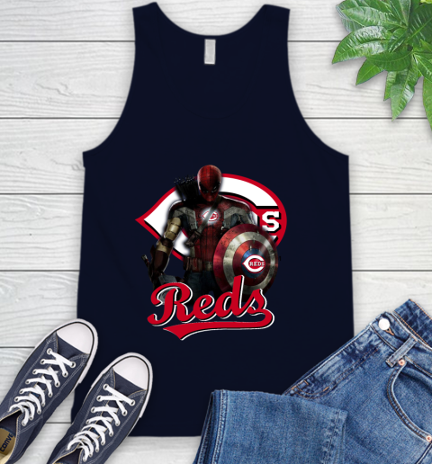 MLB Captain America Thor Spider Man Hawkeye Avengers Endgame Baseball Cincinnati Reds Tank Top 3