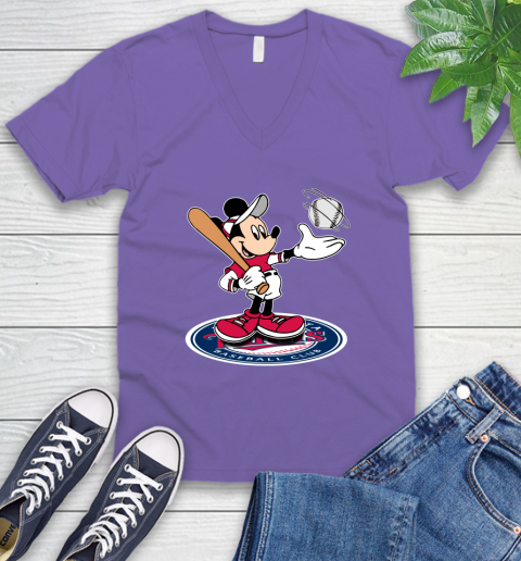 MLB Baseball Minnesota Twins Cheerful Mickey Disney Shirt V-Neck T-Shirt 9