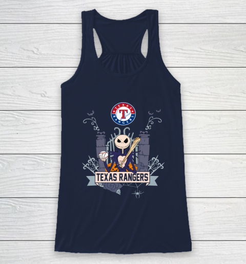MLB Texas Rangers Baseball Jack Skellington Halloween Racerback Tank 8