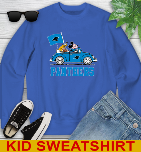 NFL Football Carolina Panthers Pluto Mickey Driving Disney Shirt Youth Sweatshirt 7