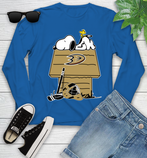 Anaheim Ducks NHL Hockey Snoopy Woodstock The Peanuts Movie Youth Long Sleeve 9