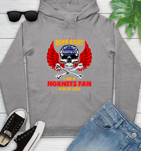NBA Damn Right I Am A Charlotte Hornets Win Or Lose Skull Basketball Sports Youth Hoodie 6