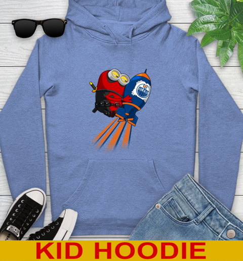 NHL Hockey Edmonton Oilers Deadpool Minion Marvel Shirt Youth Hoodie 12