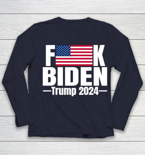Fuck Biden American Flag Trump 2024 Youth Long Sleeve 2