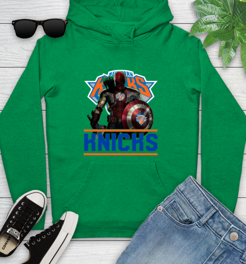 New York Knicks NBA Basketball Captain America Thor Spider Man Hawkeye Avengers Youth Hoodie 7