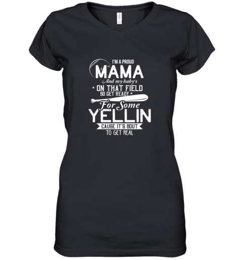 Proud Mama Baseball Shirt Funny Mom Of Baseball Player Gifts Women's V-Neck T-Shirt