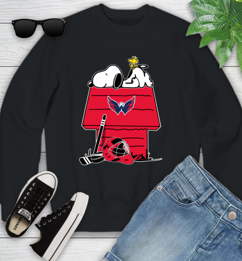 Washington Capitals NHL Hockey Snoopy Woodstock The Peanuts Movie Youth Sweatshirt 2
