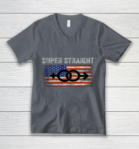 Vintage Us Flag Gender Identity Super Straight Identity V-Neck T-Shirt 4