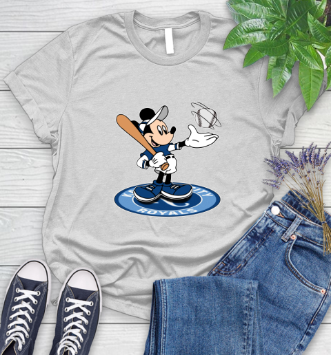 MLB Baseball Kansas City Royals Cheerful Mickey Disney Shirt Women's T-Shirt 2