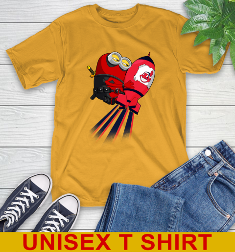 MLB Baseball Cleveland Indians Deadpool Minion Marvel Shirt T-Shirt - Image 3