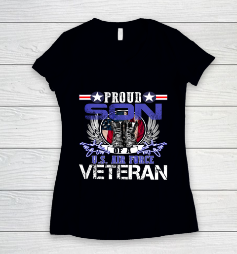 Veteran Shirt Vintage Proud Son Of A U S Air Force Veteran Women's V-Neck T-Shirt