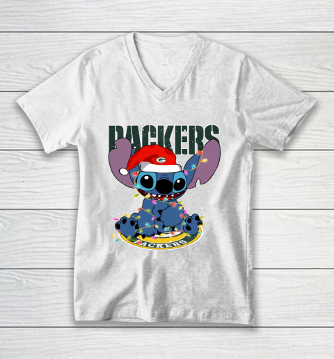 Green Bay Packers NFL Football noel stitch Christmas V-Neck T-Shirt