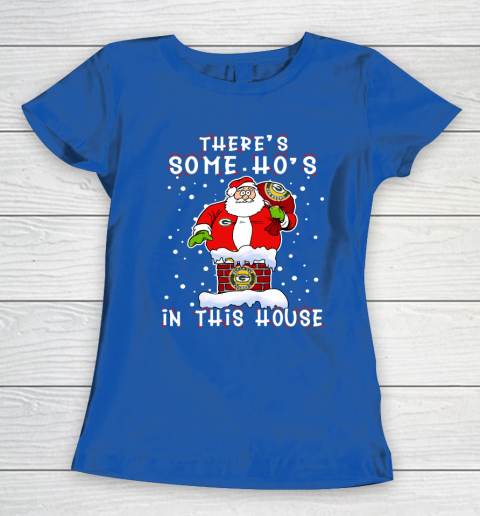 Green Bay Packers Christmas There Is Some Hos In This House Santa Stuck In The Chimney NFL Women's T-Shirt 8