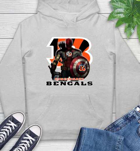 NFL Captain America Thor Spider Man Hawkeye Avengers Endgame Football Cincinnati Bengals Hoodie