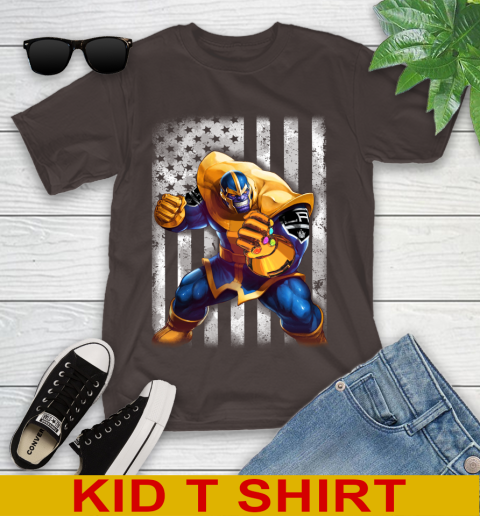 NHL Hockey Los Angeles Kings Thanos Marvel American Flag Shirt Youth T-Shirt 6