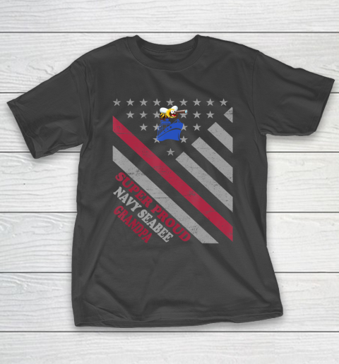 GrandFather gift shirt Vintage Flag Veteran Super Proud Navy Seabee Grandpa T Shirt T-Shirt 1