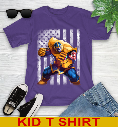 NBA Basketball Atlanta Hawks Thanos Marvel American Flag Shirt Youth T-Shirt 3