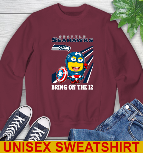 NFL Football Seattle Seahawks Captain America Marvel Avengers Minion Shirt Sweatshirt 6