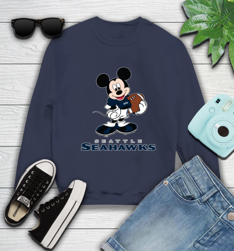 NFL Football Seattle Seahawks Cheerful Mickey Mouse Shirt Sweatshirt 3