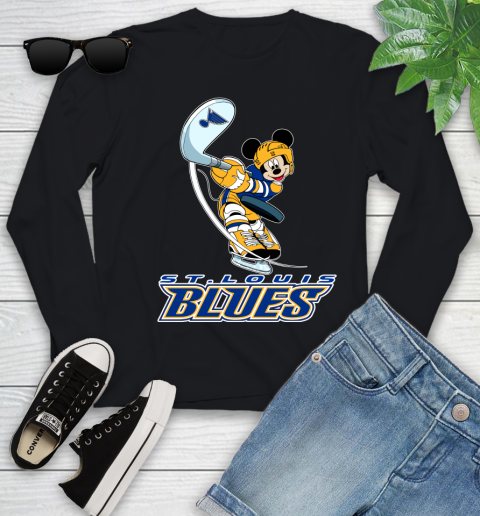 NHL Hockey St.Louis Blues Cheerful Mickey Mouse Shirt Youth Long Sleeve