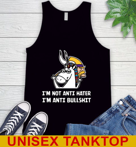 Minnesota Vikings NFL Football Unicorn I'm Not Anti Hater I'm Anti Bullshit Tank Top 2