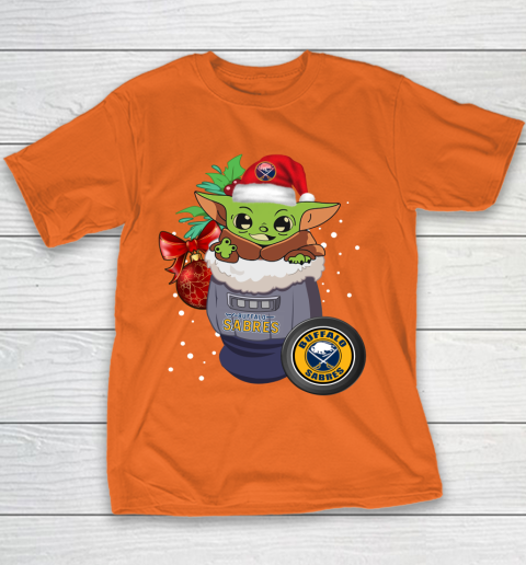 Buffalo Sabres Christmas Baby Yoda Star Wars Funny Happy NHL Youth T-Shirt 6