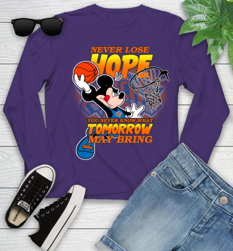 New York Knicks NBA Basketball Mickey Disney Never Lose Hope Youth Long Sleeve 4