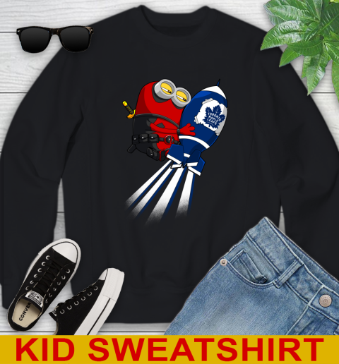 NHL Hockey Toronto Maple Leafs Deadpool Minion Marvel Shirt Youth Sweatshirt