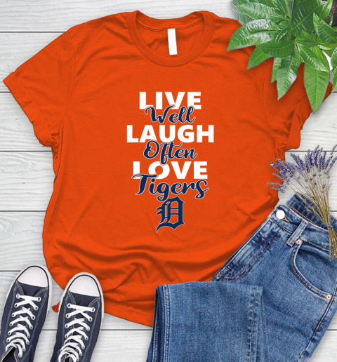 MLB Baseball Detroit Tigers Live Well Laugh Often Love Shirt Women's T-Shirt 3
