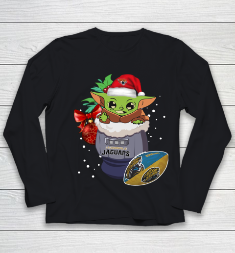 Jacksonville Jaguars Christmas Baby Yoda Star Wars Funny Happy NFL Youth Long Sleeve