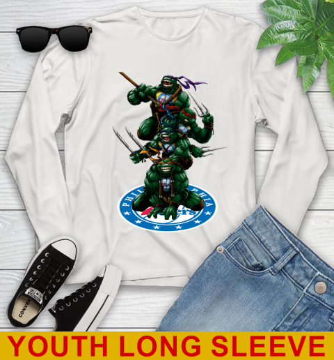 NBA Basketball Philadelphia 76ers Teenage Mutant Ninja Turtles Shirt Youth Long Sleeve 12