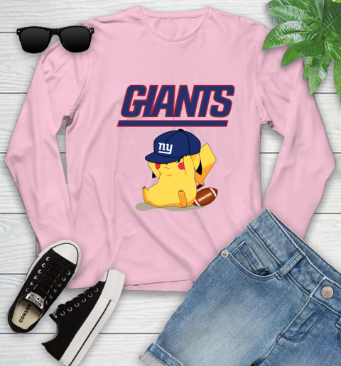 NFL Pikachu Football Sports New York Giants Youth Long Sleeve 10