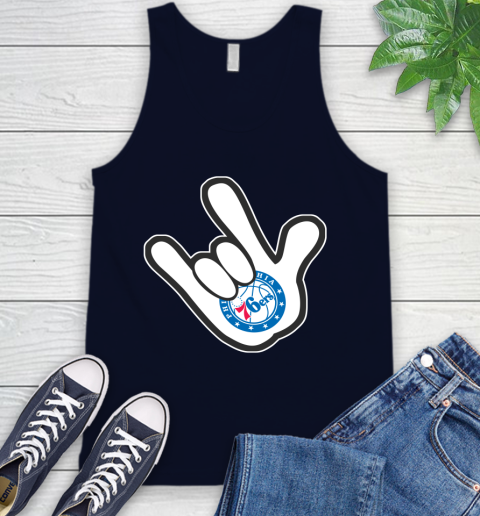 Philadelphia 76ers NBA Basketball Mickey Rock Hand Disney Tank Top 4 Philadelphia 76ers NBA Basketball Mickey Rock Hand Disney Tank Top - Image 4