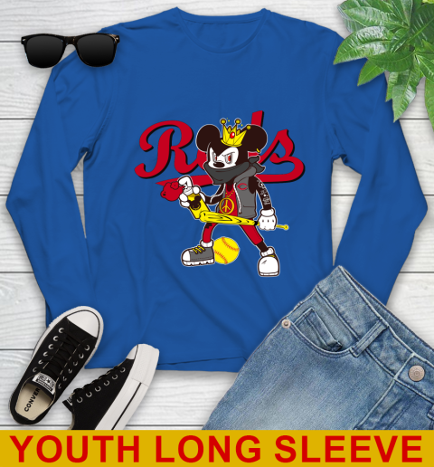 Cincinnati Reds MLB Baseball Mickey Peace Sign Sports Youth Long Sleeve 10