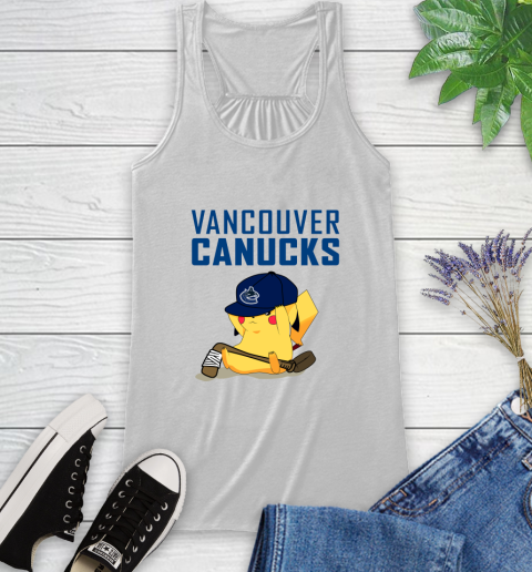 NHL Pikachu Hockey Sports Vancouver Canucks Racerback Tank