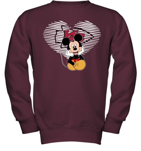 NFL Kansas City Chiefs The Heart Mickey Mouse Disney Football T Shirt 944TF1ZmE97 youth sweatshirt 47 95 151514 front maroon
