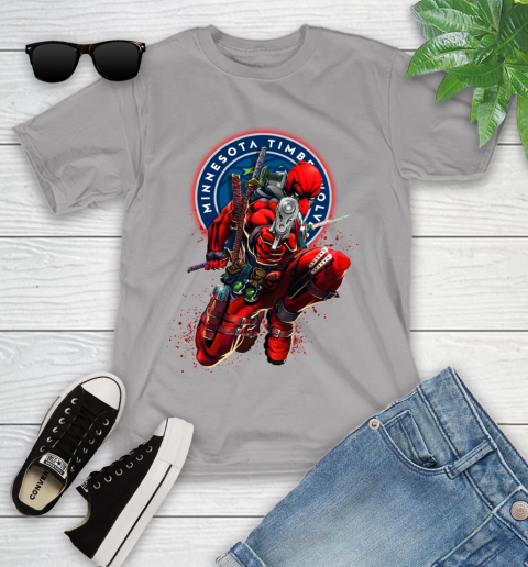 NBA Deadpool Marvel Comics Sports Basketball Minnesota Timberwolves Youth T-Shirt 4