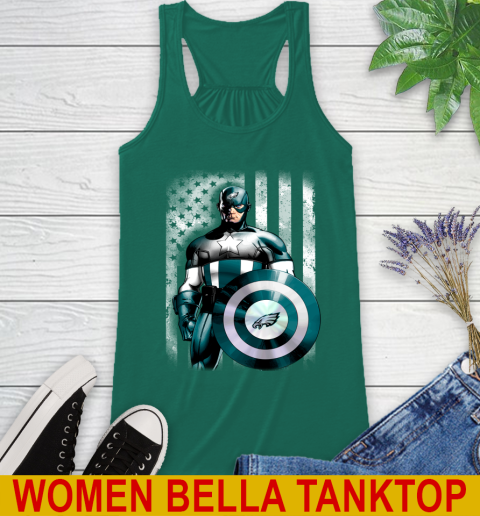 Philadelphia Eagles NFL Football Captain America Marvel Avengers American Flag Shirt Racerback Tank 5