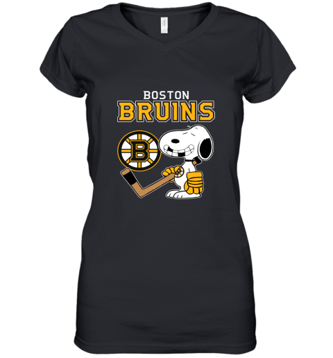 Boston Bruins Ice Hockey Broken Teeth Snoopy NHL Women's V-Neck T-Shirt